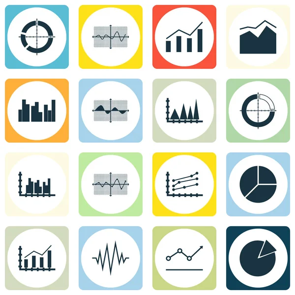 Ensemble de graphiques, diagrammes et icônes statistiques. Collection de symboles de qualité supérieure. Les icônes peuvent être utilisées pour la conception web, app et UI. — Image vectorielle