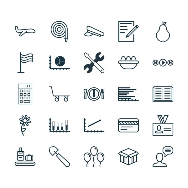 Set Of 25 Universal Editable Icons. Dapat digunakan untuk Web, Mobile dan Desain App. Termasuk Elemen Seperti Open Cardboard, Opened Book, Briefcase Scanner And More . - Stok Vektor