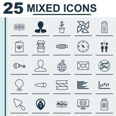 25 evrensel düzenlenebilir simgeler kümesi. Web, mobil ve App tasarım için kullanılabilir. Öğeleri içeren böyle barlar bulmak gibi grafik, su kaynağı ve daha fazlası.