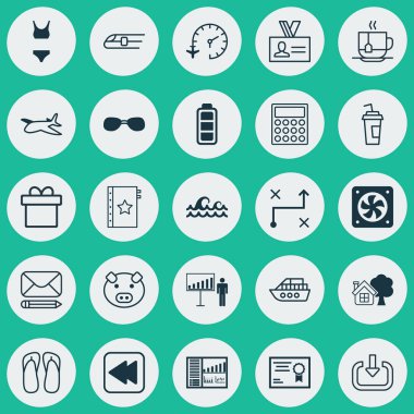 25 evrensel düzenlenebilir simgeler kümesi. Web, mobil ve App tasarım için kullanılabilir. Bilgisayar havalandırma, akümülatör işareti ve düzen posta gibi öğeleri içerir.