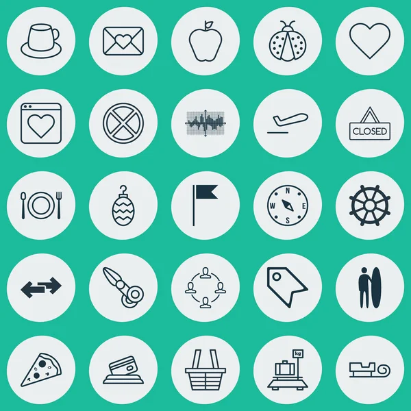 Set de 25 iconos editables universales. Puede ser utilizado para el diseño web, móvil y de aplicaciones. Incluye elementos tales como taza de café, Clippers, colaboración y más . — Archivo Imágenes Vectoriales
