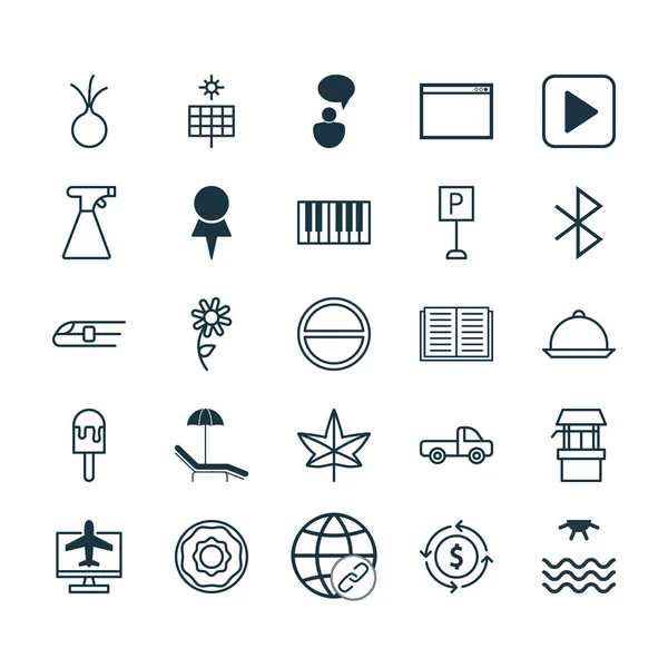 Ensemble de 25 icônes universelles modifiables. Peut être utilisé pour le Web, Mobile et App Design. Comprend des éléments tels que l'usine d'automne, lever de soleil, dîner et plus . — Image vectorielle