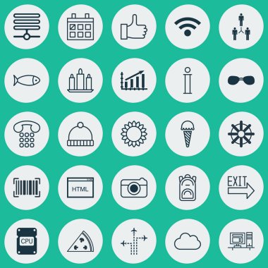 25 evrensel düzenlenebilir simgeler kümesi. Web, mobil ve App tasarım için kullanılabilir. Bilgisayar, Bilgi Bankası, kablosuz ve daha fazlası gibi unsurları içerir.