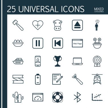 25 evrensel düzenlenebilir simgeler kümesi. Web, mobil ve App tasarım için kullanılabilir. Helikopter, Analytics, sessiz şarkı ve daha fazlası gibi unsurları içerir.