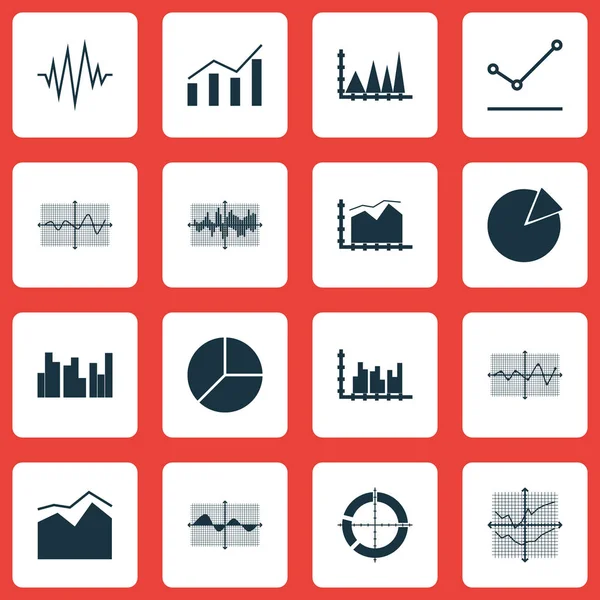 Conjunto de gráficos, diagramas e iconos estadísticos. Colección de símbolos de calidad premium. Los iconos se pueden utilizar para el diseño web, aplicación e interfaz de usuario. — Vector de stock