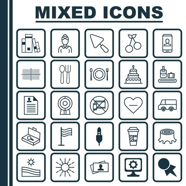 stock vector Set Of 25 Universal Editable Icons. Can Be Used For Web, Mobile And App Design. Includes Elements Such As Privacy Information, Sweet Berry, Suitcase Checking And More.