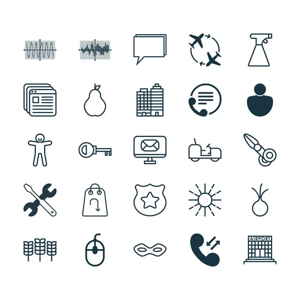 Set Of 25 Universal Editable Icons. Dapat digunakan untuk Web, Mobile dan Desain App. Termasuk Elemen Seperti Manusia, Shortcake, bawang putih Dan lainnya . - Stok Vektor