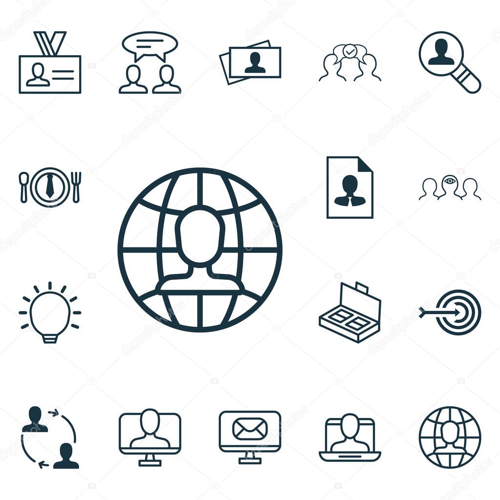 Set Of 16 Business Management Icons. Includes Cooperation, Cv, Cooperation And Other Symbols. Beautiful Design Elements.