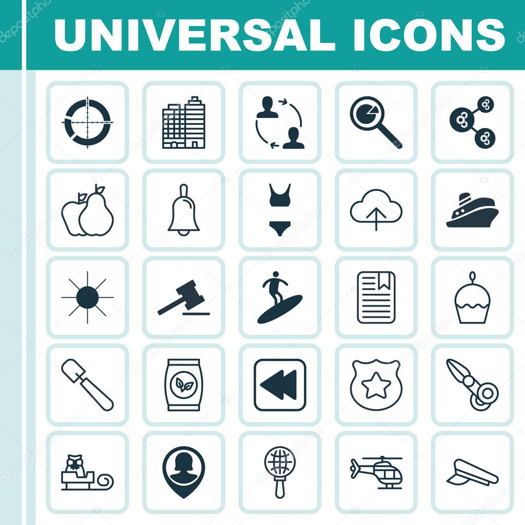 Set Of 25 Universal Editable Icons. Can Be Used For Web, Mobile And App Design. Includes Elements Such As Data Synchronize, Cop Symbol, Grains And More.