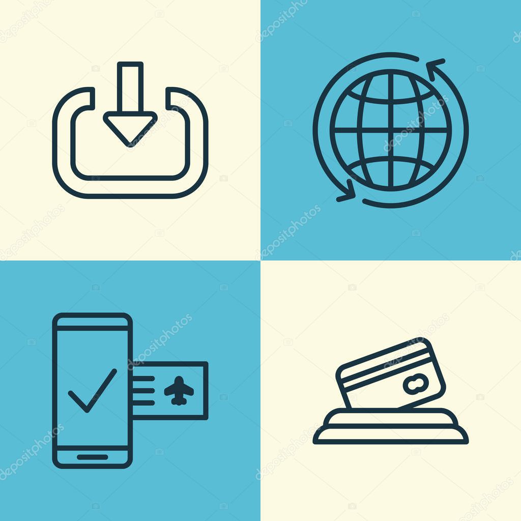 Travel Icons Set. Collection Of World, Enter, Phone Reservation And Other Elements. Also Includes Symbols Such As Reservation, Mobile, Credit.