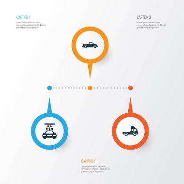 Otomatik Icons Set. Aktarım Temizleme, taşıma, Van ve diğer öğeleri koleksiyonu. Ayrıca Oto, Araba, kamyon gibi simgeler içerir.