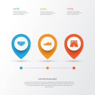 Giysi simgeler kümesi. Mayo koleksiyonu bez, spor ayakkabıları, özetleri ve diğer öğeleri. Ayrıca lastikbotlar, iç çamaşırı, Ayakkabı gibi simgeler içerir.