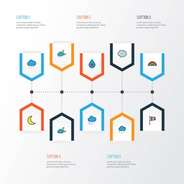 Hava renkli anahat simgelerini belirlemek. Twilight, fırtına, Thunderstroke ve diğer öğeleri koleksiyonu. Ayrıca Rüzgar, gökkuşağı, hilal gibi simgeler içerir.