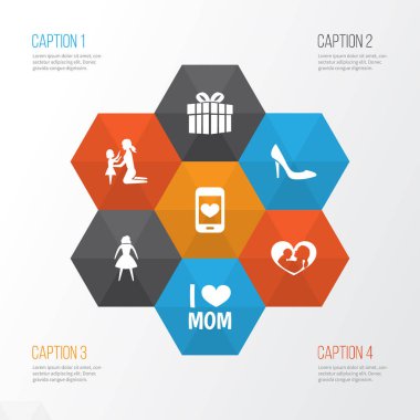 Kutlama Icons Set. Kadın, duygu, cep telefonu ve diğer öğeleri koleksiyonu. Ayrıca, Smartphone, anne, Ayakkabı gibi simgeler içerir.