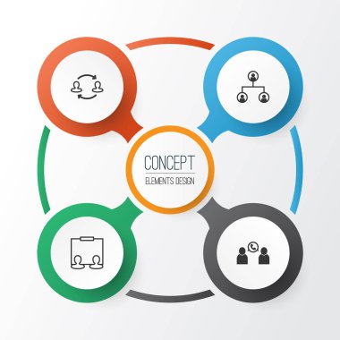 Yönetim Icons Set. Takım yapısı, tanıtım, telefon konferans ve diğer öğeleri koleksiyonu. Ayrıca yapısı, çağrı, takım gibi simgeler içerir.