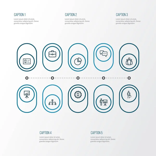 Business Outline Icons Set. Collection Of Business Presentation, Briefcase, Conversation And Other Elements. Also Includes Symbols Such As Hierarchy, Pie, Work. — Stock Vector