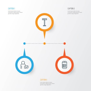 Havaalanı Icons Set. Uçak bilgi, hesaplama, Globetrotter ve diğer öğeleri koleksiyonu. Ayrıca yolcu, Globetrotter, matematik gibi simgeler içerir.