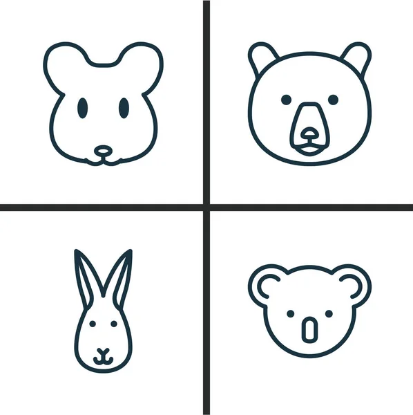 Zoologie-Symbole gesetzt. Sammlung von Hase, Ratte, Beuteltier und anderen Elementen. enthält auch Symbole wie Grizzly, Kaninchen, Mäuse. — Stockvektor