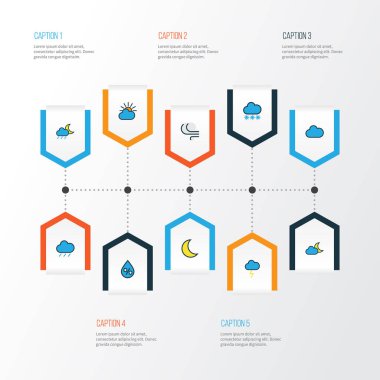 Hava renkli anahat simgelerini belirlemek. Twilight, Hail, yağmur damlası ve diğer öğeleri koleksiyonu. Ayrıca çok yaşa, Rüzgar, Thunderstroke gibi simgeler içerir.