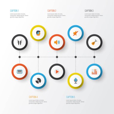 Ses düz simgeler kümesi. Düğmesini, kulaklık, Dj ve diğer öğeleri koleksiyonu. Ayrıca oyun, Disk, denetleme gibi sembolleri içerir.