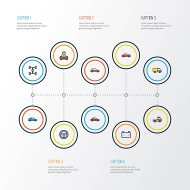 Otomatik Renkli Anahat simgelerini belirlemek. Makine, kaput, elektrik ve diğer öğeleri koleksiyonu. Ayrıca otomatik, Hood, taşıyıcı gibi simgeler içerir.