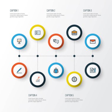 İş renkli anahat simgelerini belirlemek. Billboard sunu, anlaşma, takım ve diğer öğeleri koleksiyonu. Yönetici, rozet, artırmak gibi semboller de içerir.