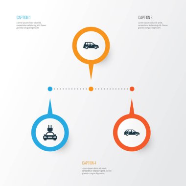 Otomatik Icons Set. Hatchback, tak, araba ve diğer öğeleri koleksiyonu. Ayrıca araba, istasyonu, fiş gibi simgeler içerir.