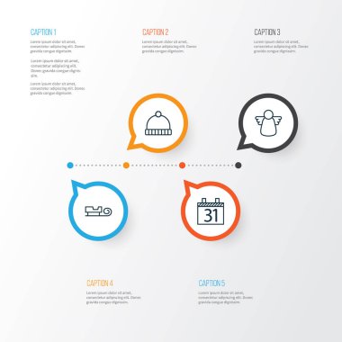 Mutlu Icons Set. Archangel, kızak, örme kap ve diğer öğeleri koleksiyonu. Ayrıca şapka, kızak, Cap gibi simgeler içerir.