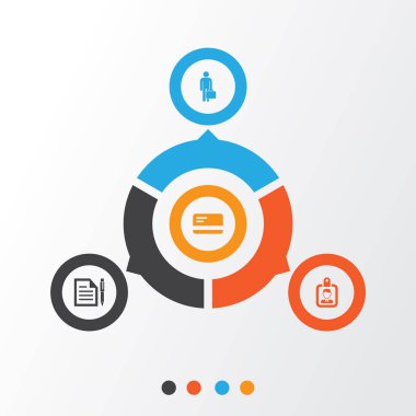 İş İkonları/Simgeleri ayarlayın. Kimlik kartı, iş adamı, sözleşme ve diğer öğeleri koleksiyonu. Ayrıca sayfa, banka, kart gibi simgeler içerir.