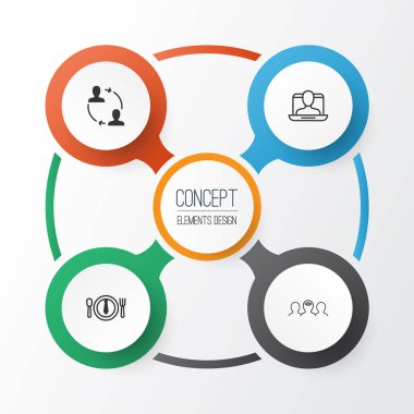 Yönetim Icons Set. Koçluk, işbirliği, toplama sosyal profil ve diğer öğeler. Ayrıca koçluk gibi ortaklık, semboller içeren rehberlik.