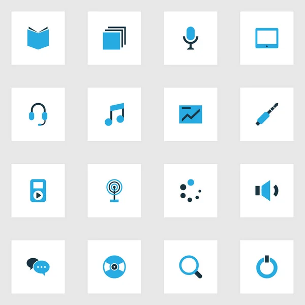 Multimedia kleurrijke Icons Set. Collectie van groep, speler, Audio en andere elementen. Ook symbolen zoals commentaar, Audio, groep. — Stockvector