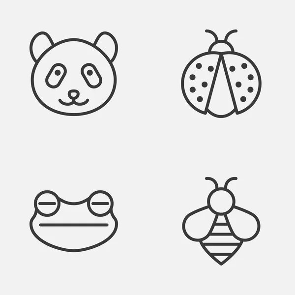 Zoology Icons Set. Collection Of Bear, Bumblebee, Toad And Other Elements. Also Includes Symbols Such As Bear, Amphibian, Insect. — Stock Vector