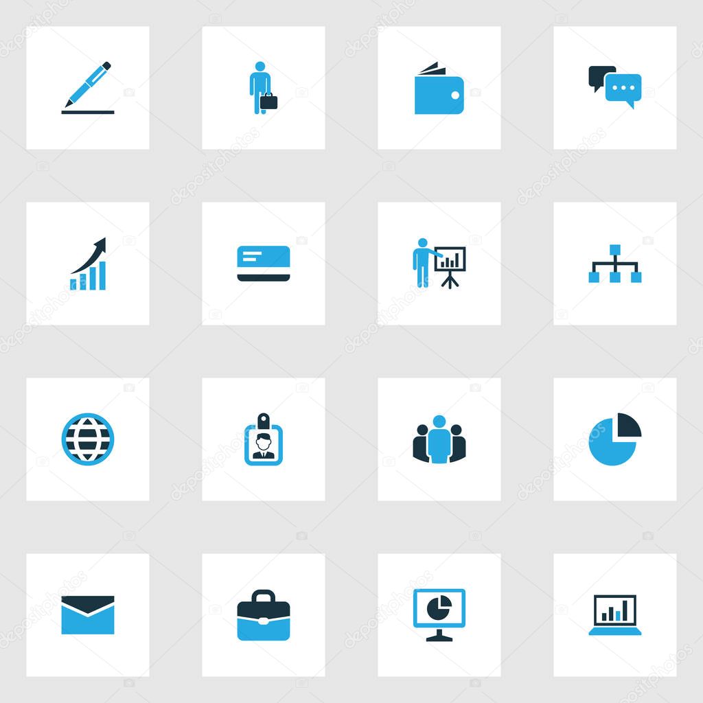 Job Colorful Icons Set. Collection Of Pie Chart, Globe, Team And Other Elements. Also Includes Symbols Such As Contract, Circle, Group.