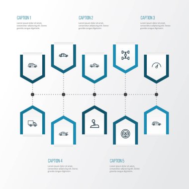 Otomobil anahat simgelerini belirlemek. Sopa, dümen, kaporta ve diğer öğeleri koleksiyonu. Ayrıca kamyon, Counter, hız göstergesi gibi simgeler içerir.