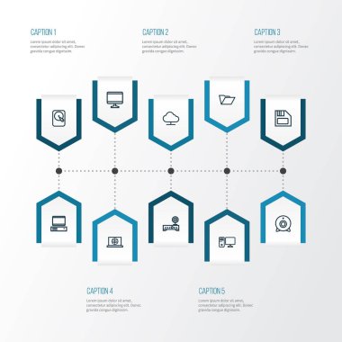 Donanım anahat simgelerini belirlemek. Pc, Sabit Disk, ekran ve diğer öğeleri koleksiyonu. Ayrıca Cam, yönlendirici, monitör gibi simgeler içerir.