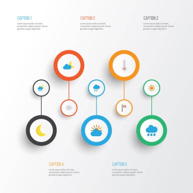 Hava düz simgeler kümesi. Yağmur, rüzgarlı, güneşli topluluğu ve diğer öğeler. Ayrıca, yağmur, Hail, afiş gibi simgeler içerir.