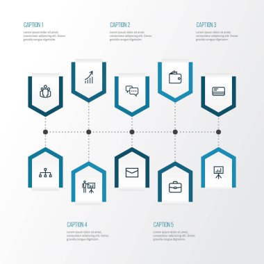 Ticaret anahat simgeler kümesi. Yapısı, konuşma, m-cüzdan ve diğer öğeleri koleksiyonu. Ayrıca yönetim kurulu, iş, çanta gibi simgeler içerir.
