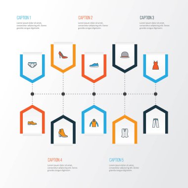 Giysi renkli anahat simgeler kümesi. Panama, elbise, yelek ve diğer öğeleri koleksiyonu. Ayrıca, elbise, kıyafet, yelek gibi simgeler içerir.