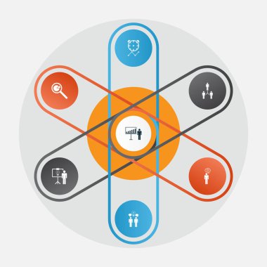 Yönetim Icons Set. Proje analizi, grup kuruluş, proje sunumu ve diğer öğeleri koleksiyonu. Ayrıca sembolleri içerir analizi gibi yönetmek, proje.