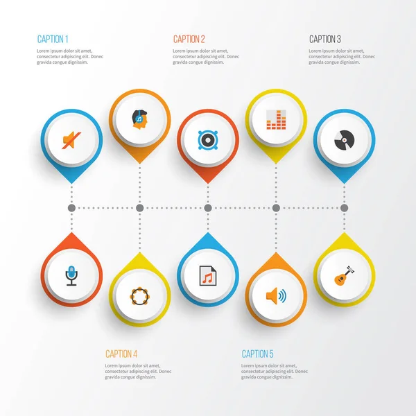 Multimedya düz simgeler kümesi. Akustik, ses, ritim ve diğer öğeleri koleksiyonu. Ayrıca sessiz, hoparlör, tef gibi simgeler içerir.