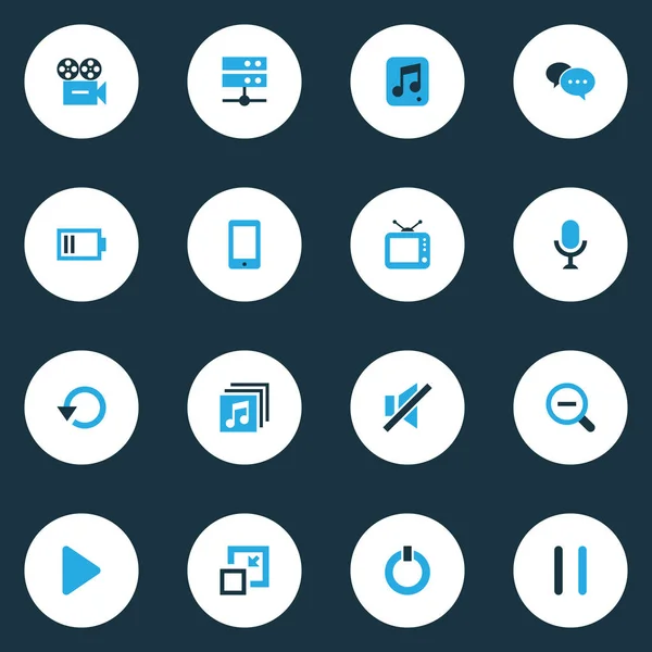 Multimedia kleurrijke Icons Set. Verzameling van gratis, daling, Karaoke en andere elementen. Ook symbolen zoals stilte, chatten, daling. — Stockvector