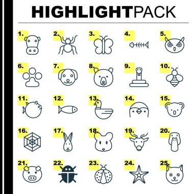 Doğa Icons Set. Gece kümes hayvanları, yavru köpek, Bumblebee ve diğer öğeleri koleksiyonu. Ayrıca Moose, yılan, kaz gibi simgeler içerir.