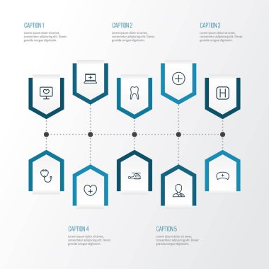 Tıp anahat simgelerini belirlemek. Doktor, hastane, helikopter ve diğer öğeleri koleksiyonu. Ayrıca araçları, Ayrıca, aracı gibi simgeler içerir.