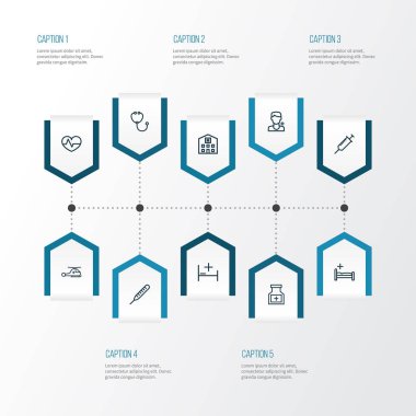 Antibiyotik anahat simgelerini belirlemek. Yatak, çadır, nabız ve diğer öğeleri koleksiyonu. Tıp, termometre, dövmek gibi semboller de içerir.