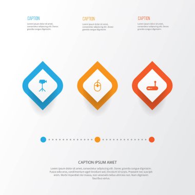 Bilgisayar simgeleri ayarlayın. Kontrol cihazı, yönlendirici, video kamera ve diğer öğeleri koleksiyonu. Ayrıca fare, yönlendirici, Modem gibi simgeler içerir.