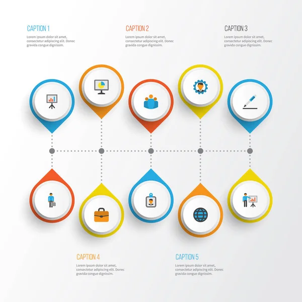 Sada ploché ikony obchodu. Kolekce představí člověka, Developer, statistiky a dalších prvků. Zahrnuje také symboly jako pero, podnikání, smlouva. — Stockový vektor