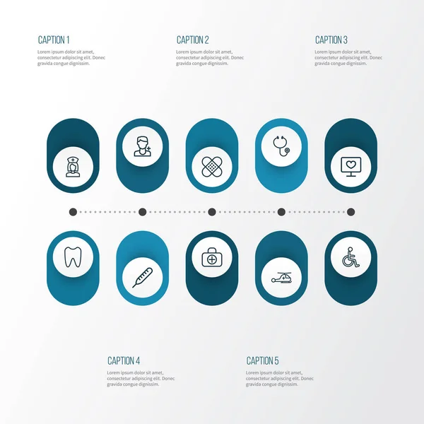 Drug Outline Icons Set. Collection Of Monitor, Temperature, Hear And Other Elements. Also Includes Symbols Such As Bandage, Help, Claw. — Stock Vector