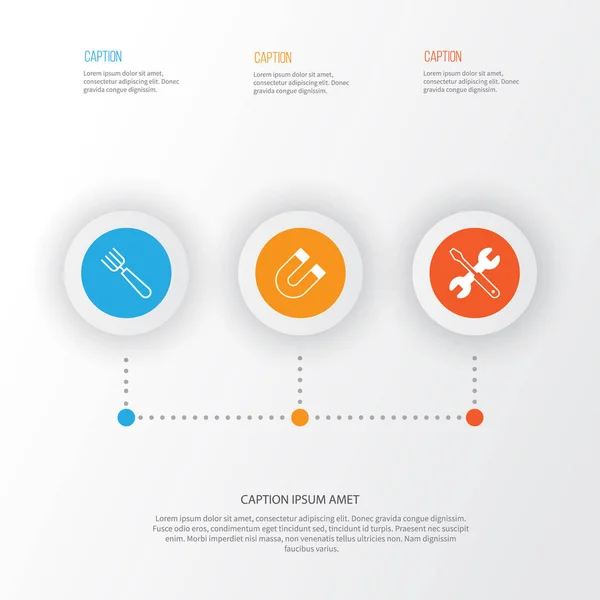 Instrument Icons Set. Collection Of Garden Fork, Attraction, Screwdriver With Wrench And Other Elements. Also Includes Symbols Such As Garden, Repair, Magnet. — Stock Vector