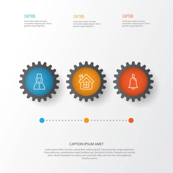 Nouvel ensemble d'icônes. Collection De Cloche, Personne Neige, Éléments Résidentiels. Comprend également des symboles tels que la maison, le domaine, l'hiver . — Image vectorielle