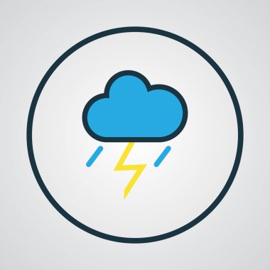 Sağnak renkli anahat simgesi. Üstün kaliteli moda stil öğesinde Thunderstroke izole.